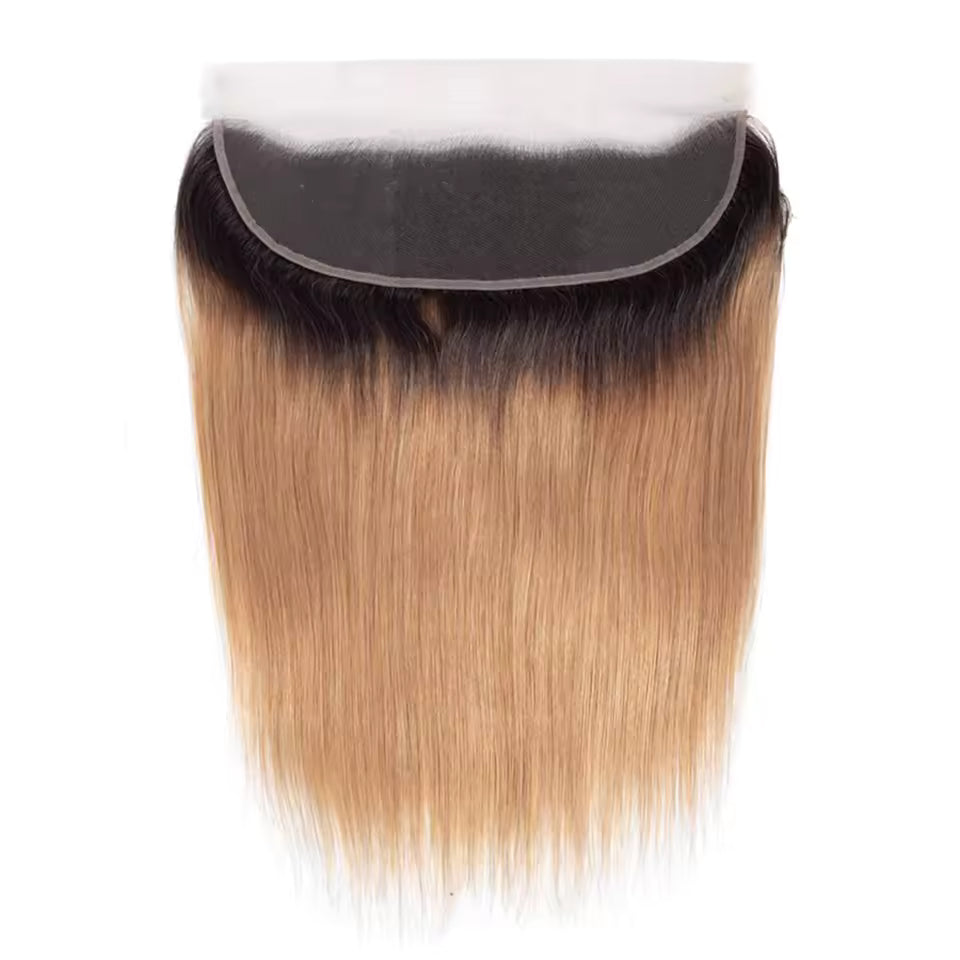 Lace Frontal 13x4 - Brésilien Lisse - Couleur Noir/Brun Foncé 1b/27 - 100% Cheveux Naturels