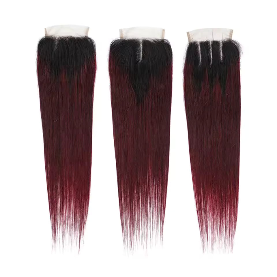 Closure 4x4 - Brésilien Lisse - Couleur Noir/Violet 1b/99j - 100% Cheveux Naturels