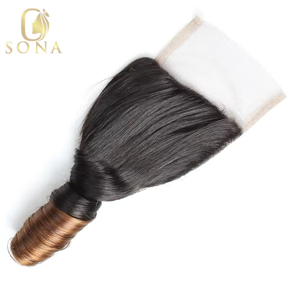 Closure 4x4 - Brésilien Lisse - Couleur Noir/Brun Foncé 1b/27 - 100% Cheveux Naturels MaisonWig