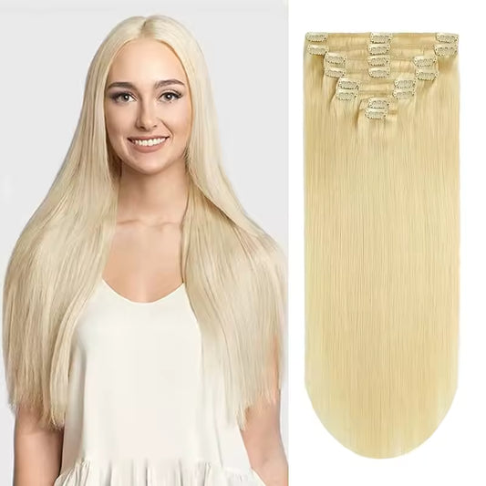 Clip-In 150g - Meches Européennes - Couleur 613 - Lisse - 100% Cheveux Naturels