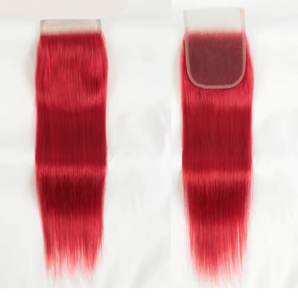 Closure 4x4 - Brésilien Lisse - Couleur Rouge 99j - 100% Cheveux Naturels