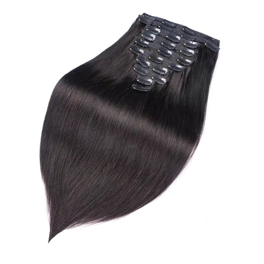 Clip-In 150g - Meches Européennes - Couleur 1C - Lisse - 100% Cheveux Naturels