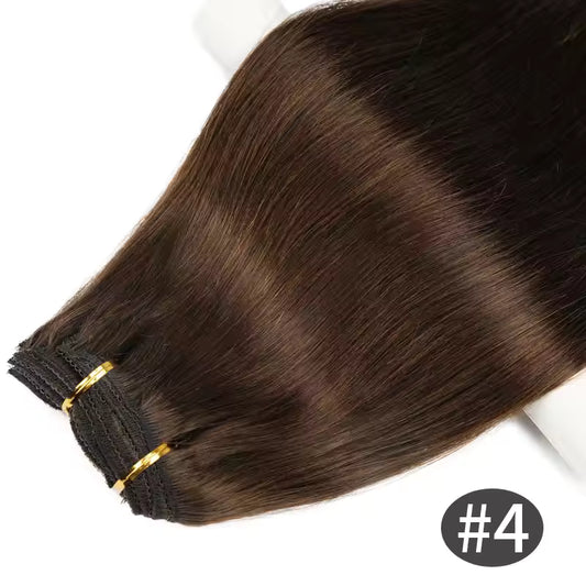 Clip-In 150g - Meches Européennes - Couleur 4 - Lisse - 100% Cheveux Naturels