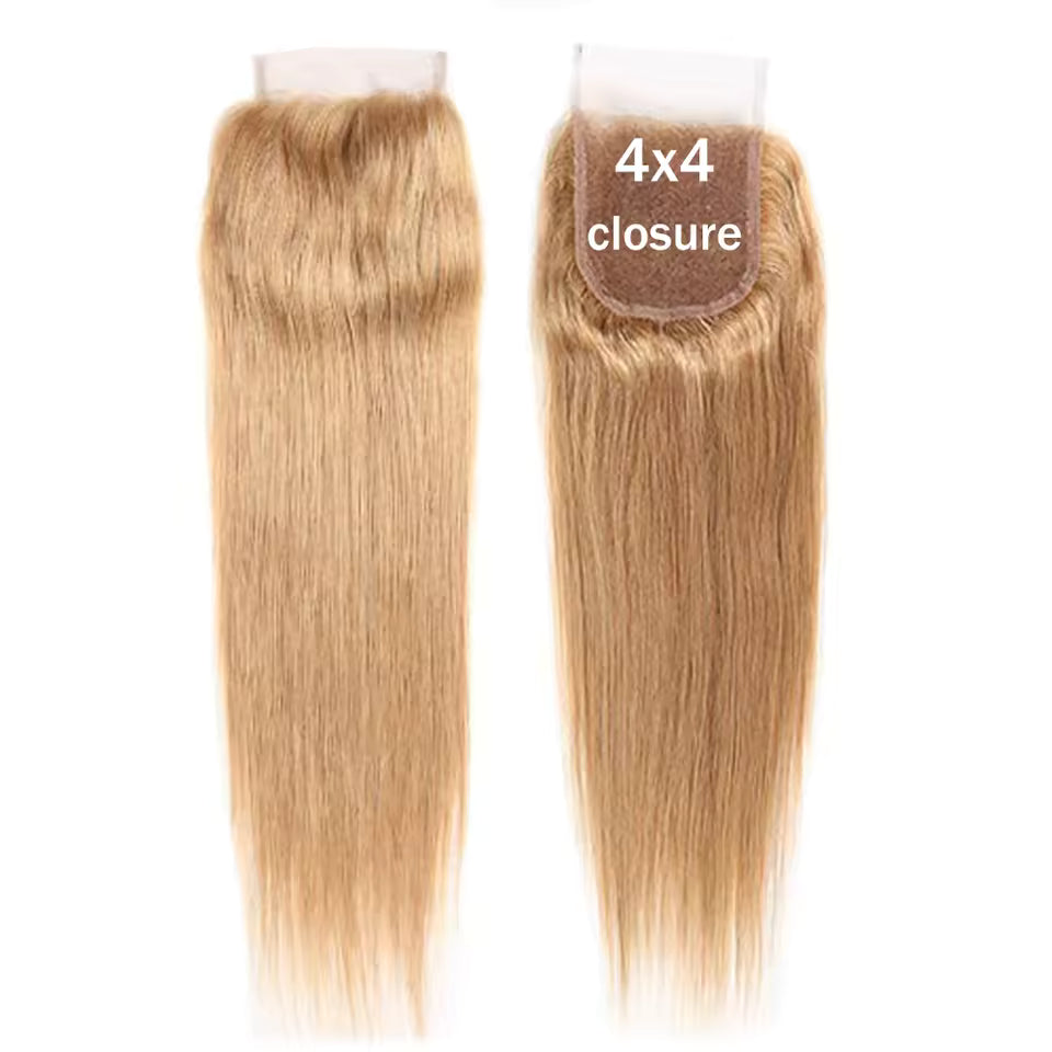 Closure 4x4 - Brésilien Lisse - Couleur Blonde 27 - 100% Cheveux Naturels