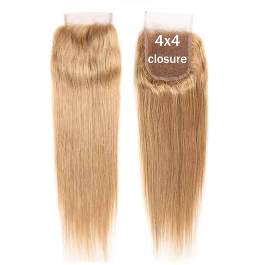 Closure 4x4 - Brésilien Lisse - Couleur Blonde 27 - 100% Cheveux Naturels