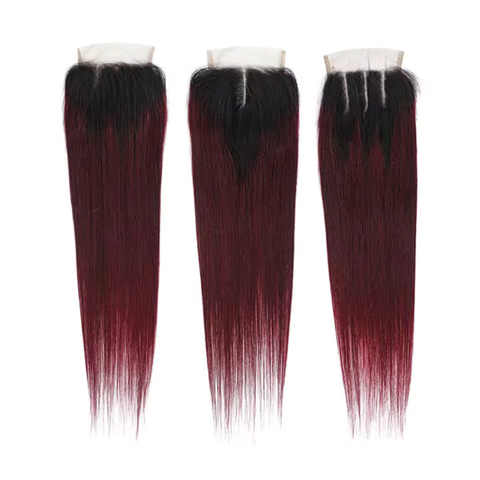Closure 4x4 - Brésilien Lisse - Couleur Noir/Violet 1b/99j - 100% Cheveux Naturels