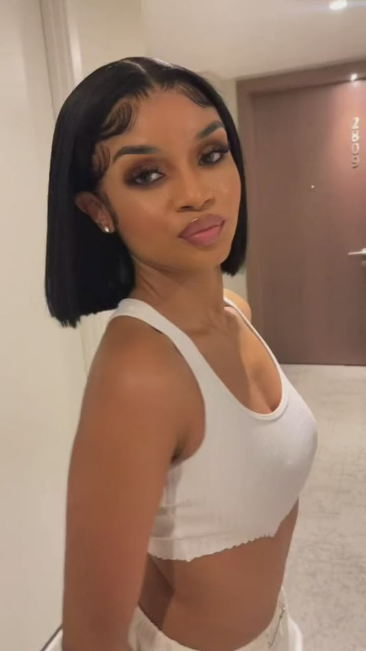 Wig - Mèches Brésiliennes Bob Front Lace 13x4 - Lisse - 100% Cheveux Naturels